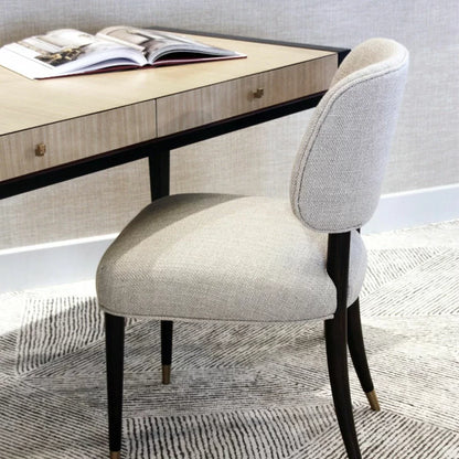 Cheltenham Dining Chair in Dark Cream Linen & Ebony Finish