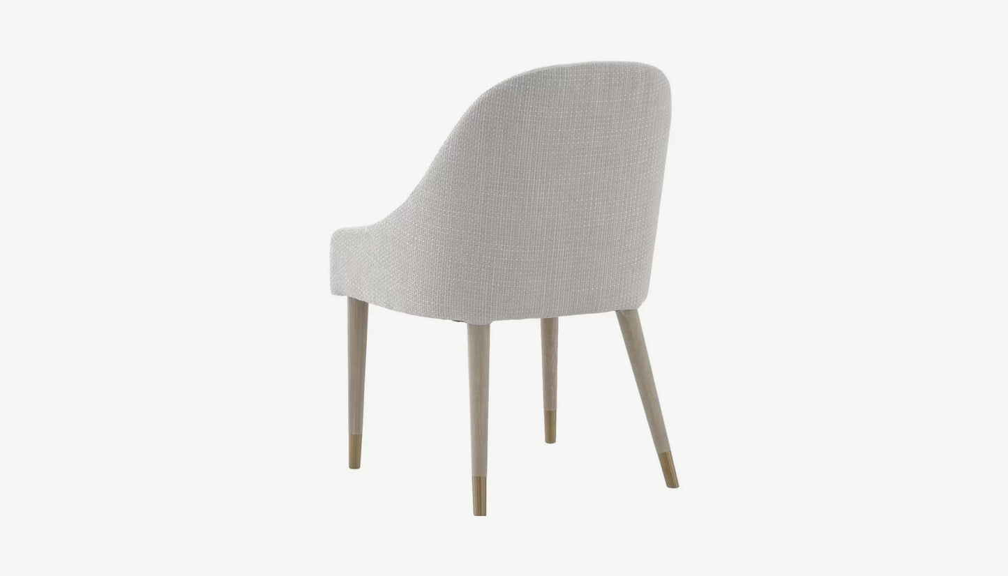 Bibury Dining Chair in Cream Fabric & Solid Wood Legs