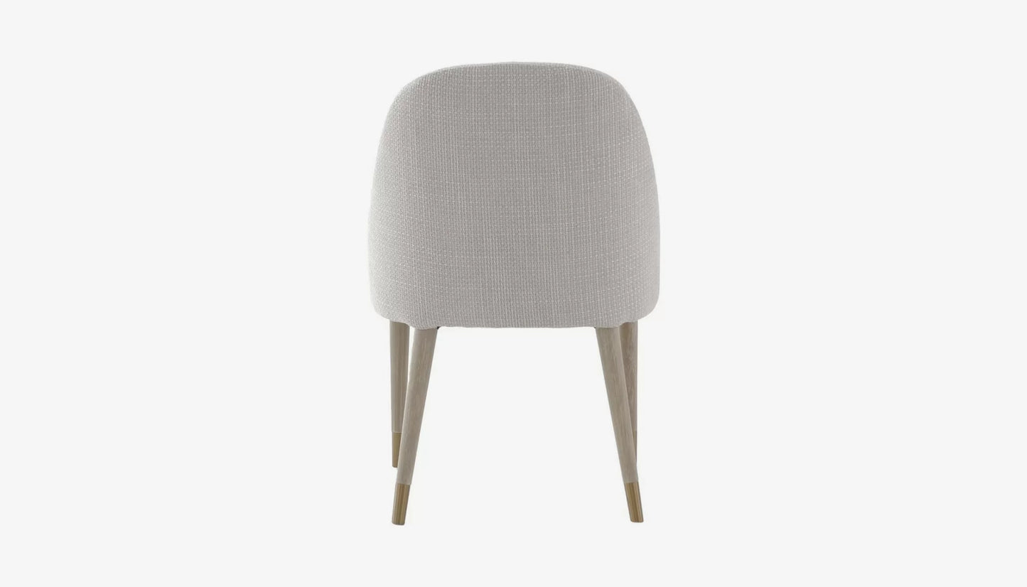 Bibury Dining Chair in Cream Fabric & Solid Wood Legs