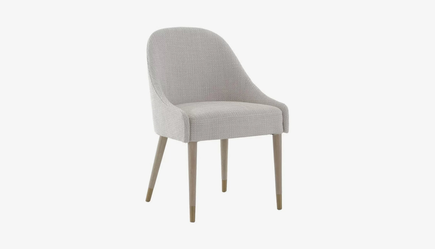 Bibury Dining Chair in Cream Fabric & Solid Wood Legs