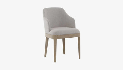 Kingham Carver Dining Chair in Cream Soft Linen & Solid Oak Finish