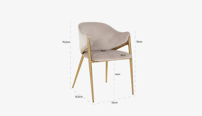 Gwen Carver Dining Chair in Khaki Velvet