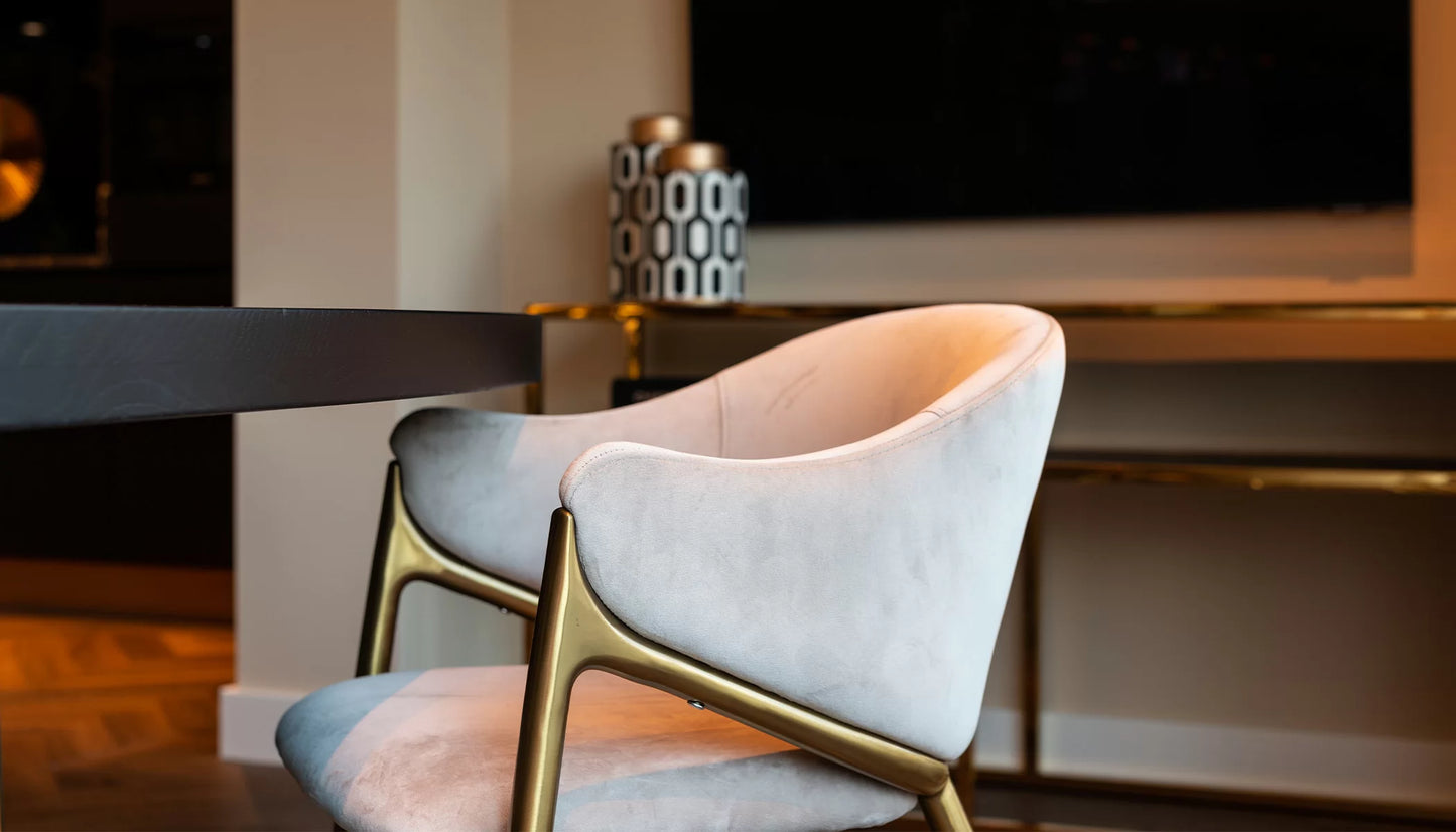 Gwen Carver Dining Chair in Khaki Velvet