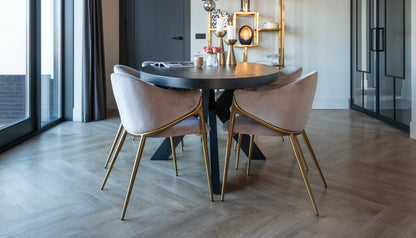 Gwen Carver Dining Chair in Khaki Velvet
