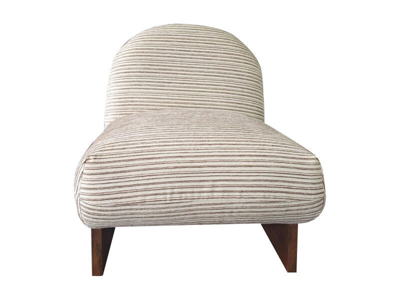 Sacco natural textured stripe armless lounge chair with wood frame