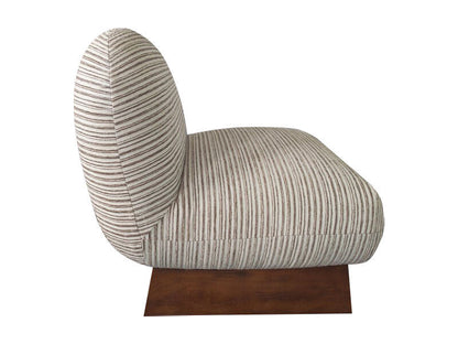 Sacco natural textured stripe armless lounge chair with wood frame