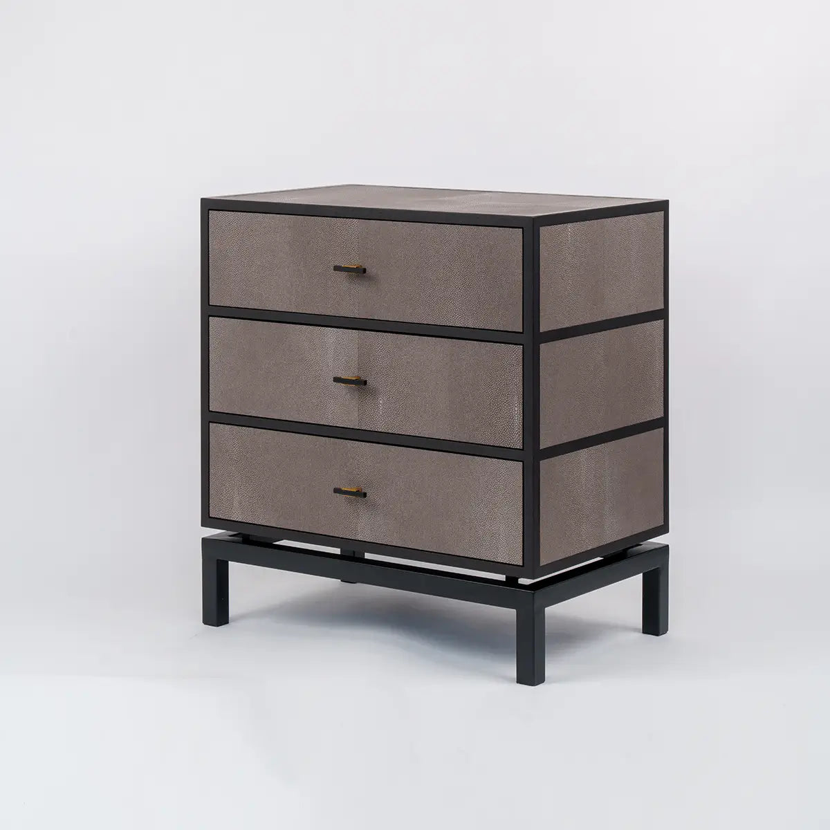 Bertie 3 Drawer Chest Grey Shagreen Leather
