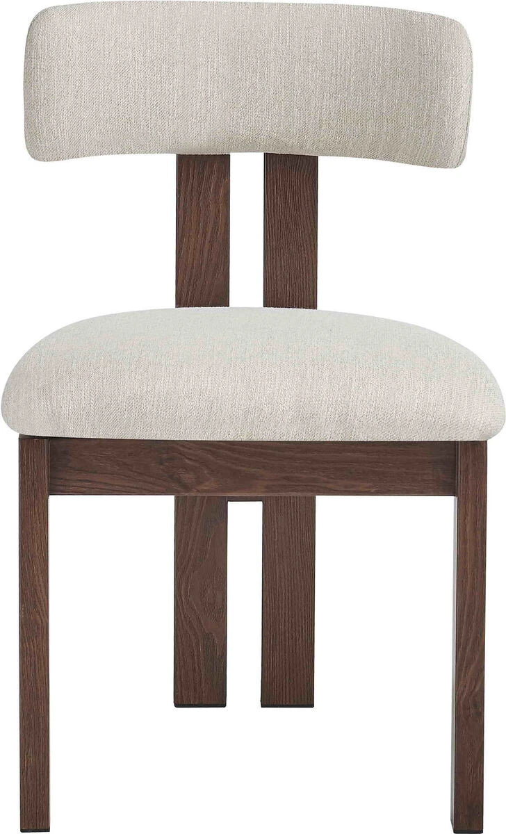 Tamzin ivory linen effect dining chair with walnut wood effect frame