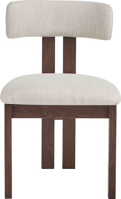 Tamzin ivory linen effect dining chair with walnut wood effect frame