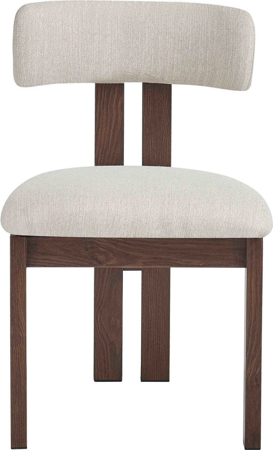 Tamzin ivory linen effect dining chair with walnut wood effect frame