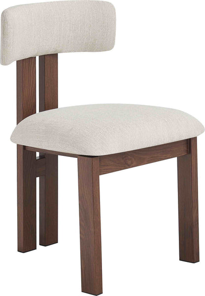 Tamzin ivory linen effect dining chair with walnut wood effect frame