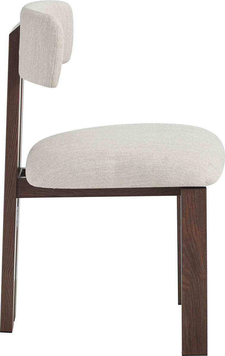 Tamzin ivory linen effect dining chair with walnut wood effect frame