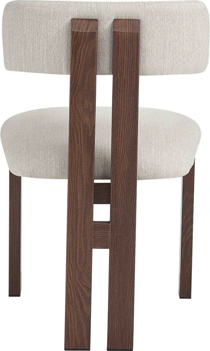 Tamzin ivory linen effect dining chair with walnut wood effect frame