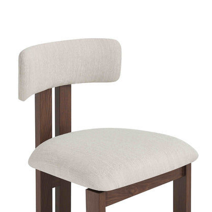 Tamzin ivory linen effect dining chair with walnut wood effect frame