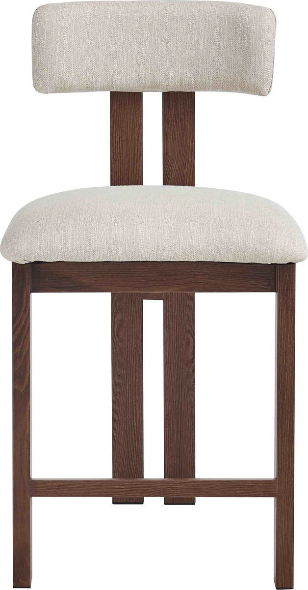 Tamzin ivory linen effect bar chair with walnut wood effect frame