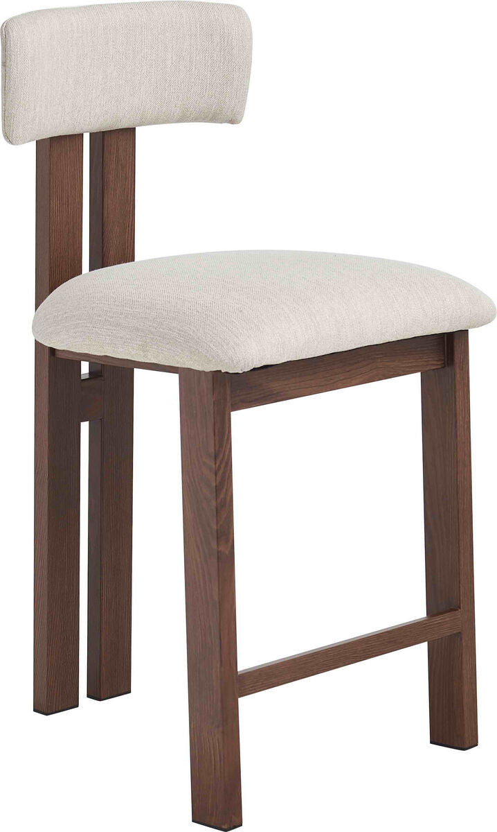Tamzin ivory linen effect bar chair with walnut wood effect frame
