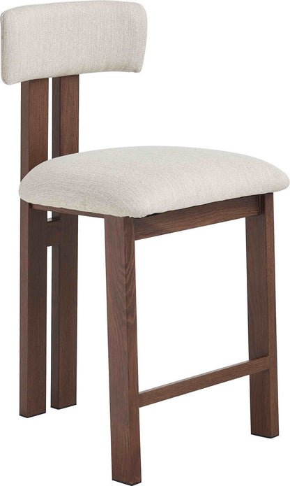 Tamzin ivory linen effect bar chair with walnut wood effect frame