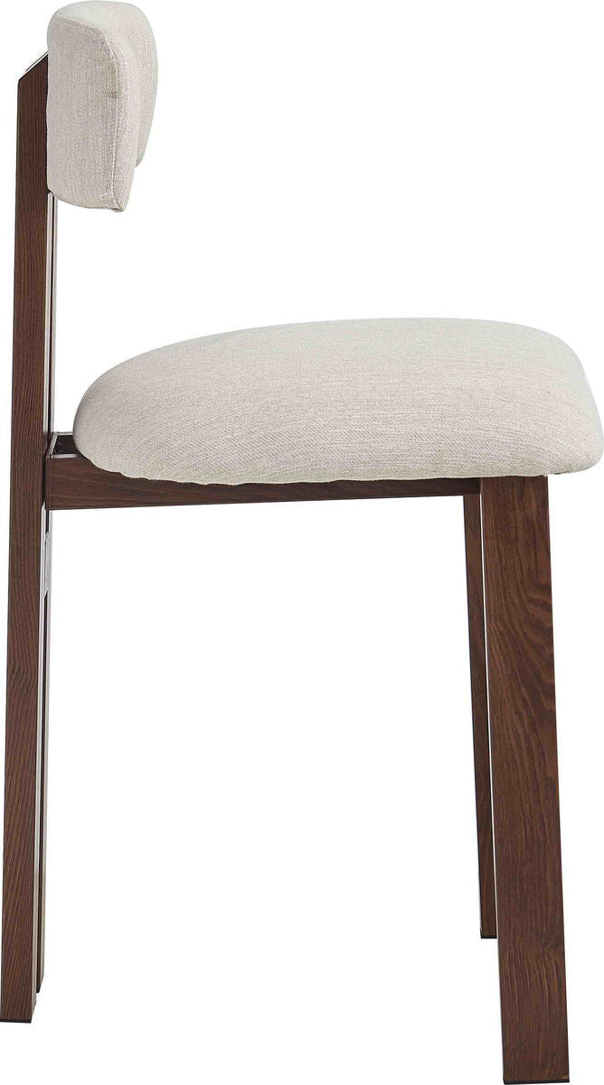 Tamzin ivory linen effect bar chair with walnut wood effect frame