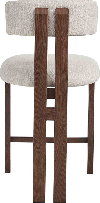 Tamzin ivory linen effect bar chair with walnut wood effect frame