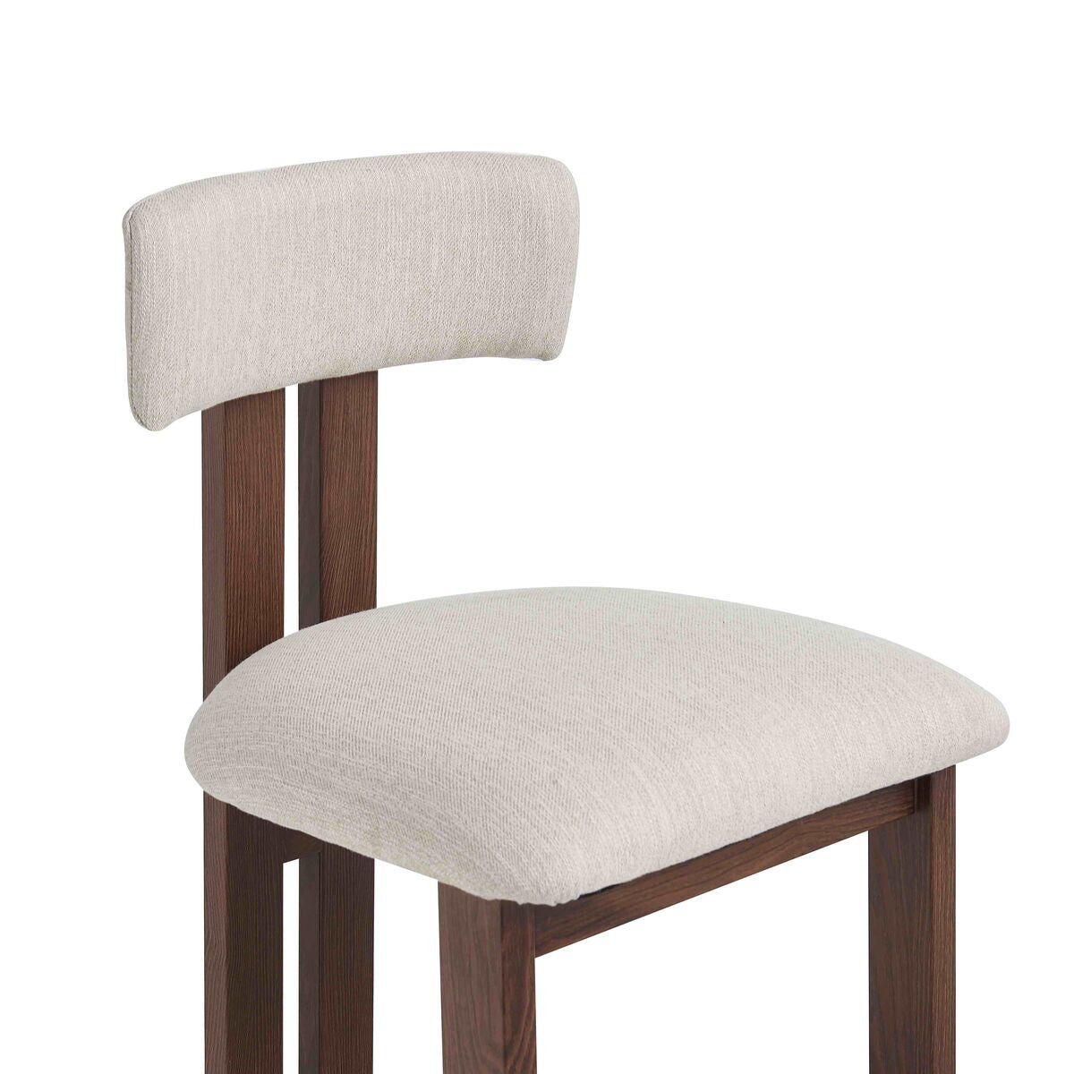 Tamzin ivory linen effect bar chair with walnut wood effect frame