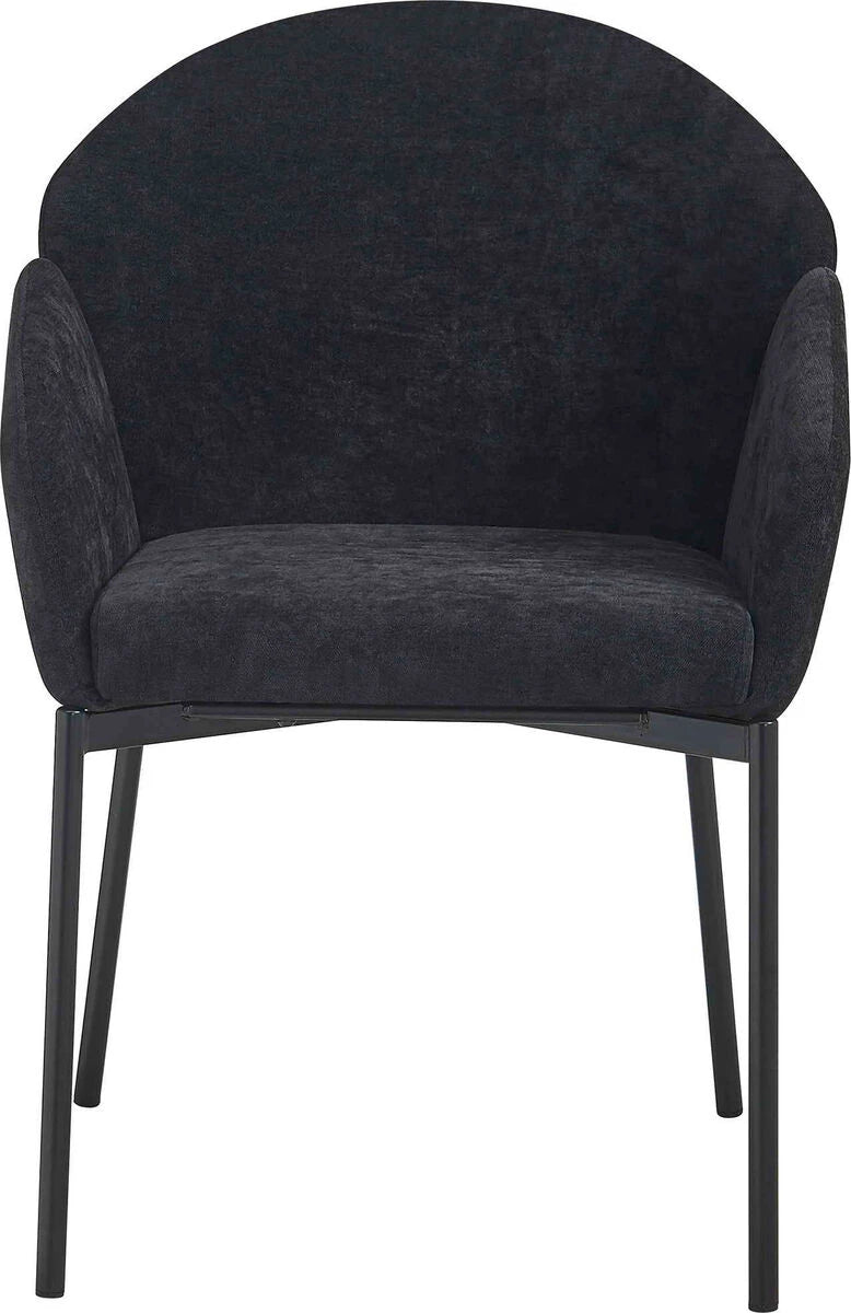 Tamzin black linen effect curved dining chair