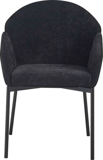 Tamzin black linen effect curved dining chair