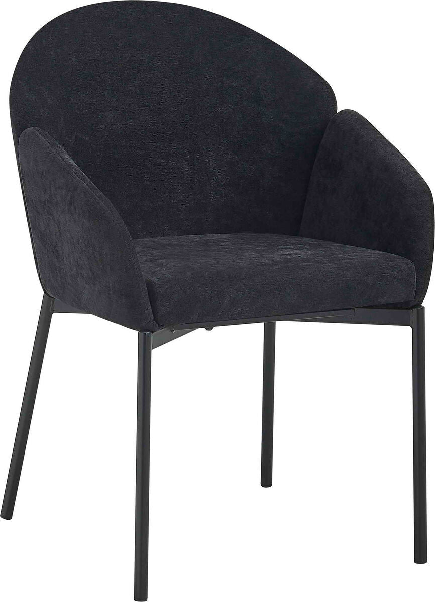 Tamzin black linen effect curved dining chair