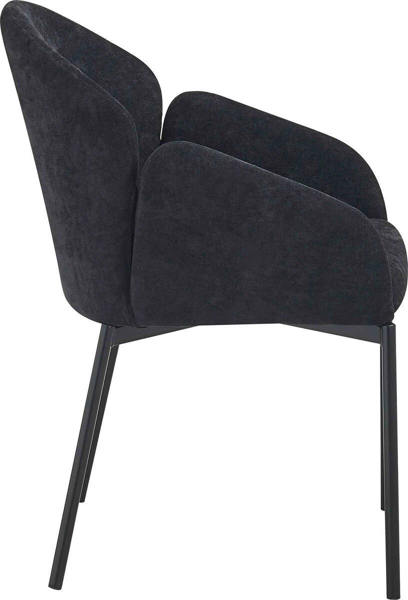 Tamzin black linen effect curved dining chair