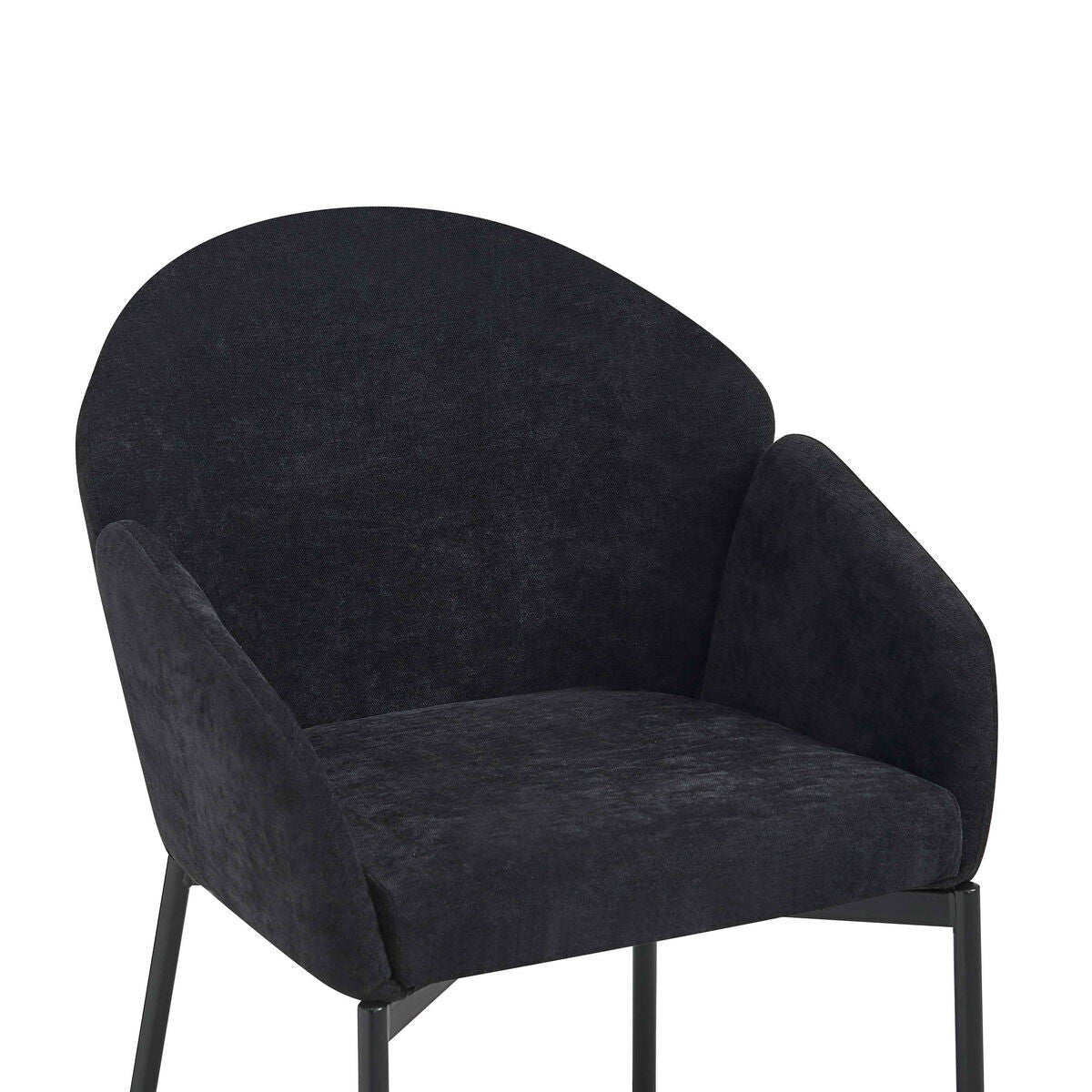 Tamzin black linen effect curved dining chair