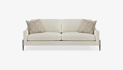 Remix 3 Seater Sofa in Husk Ivory Fabric & Braided Faux Leather