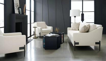 Remix Armchair in Husk Ivory Fabric & Braided Faux Leather