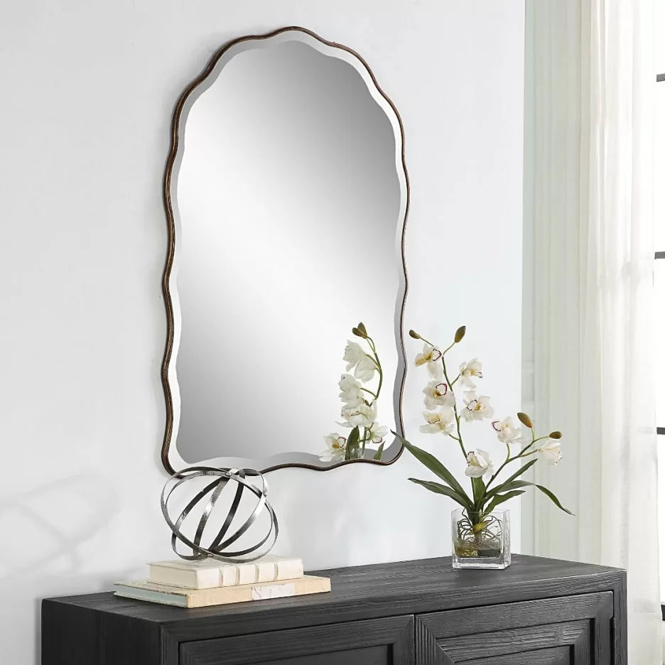 Irregular Wall Mirror in Antique Bronze Finish