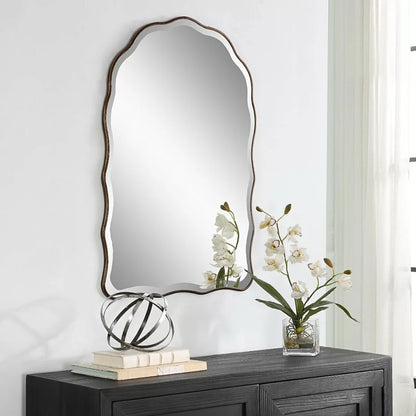 Irregular Wall Mirror in Antique Bronze Finish
