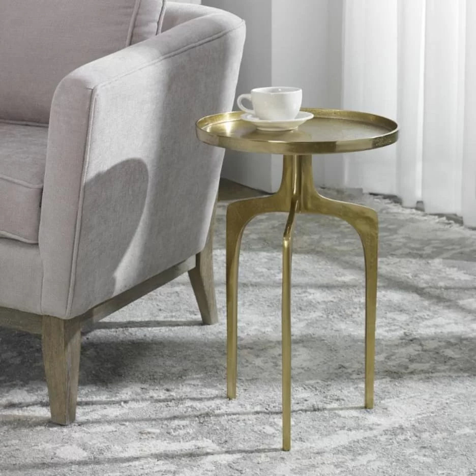 Tripod Side Table in Soft Gold Finish
