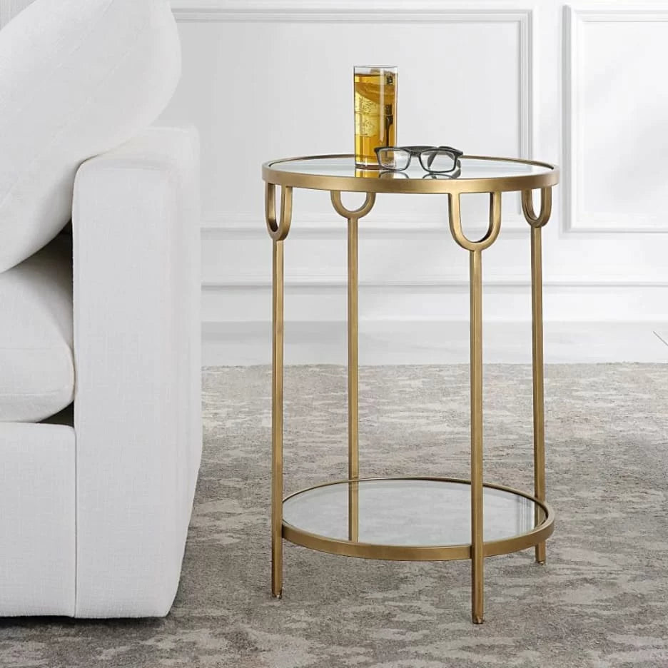 Ula Side Table in Antique Gold Finish