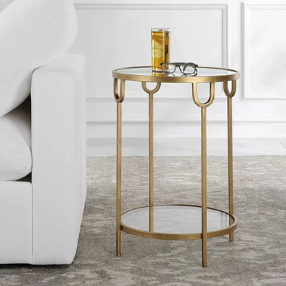 Ula Side Table in Antique Gold Finish