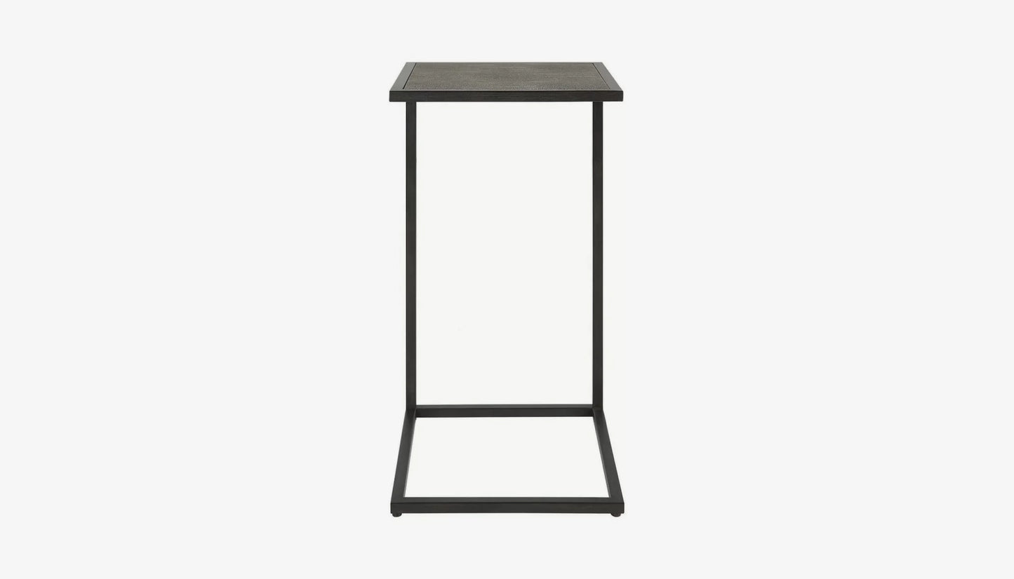 Grey Shagreen Side Table in Antique Black Finish