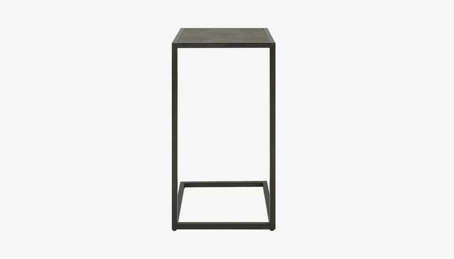 Grey Shagreen Side Table in Antique Black Finish