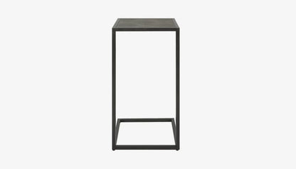 Grey Shagreen Side Table in Antique Black Finish