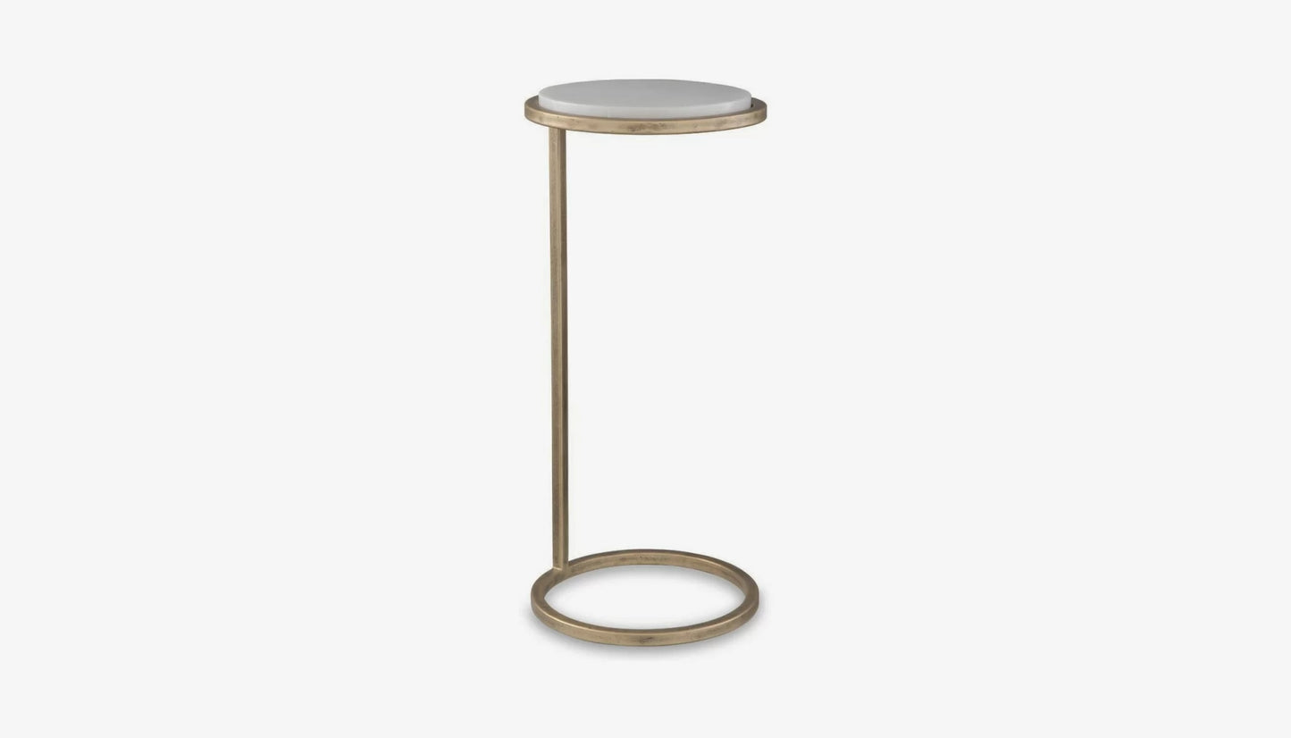 Levitate Side Table in White Marble & Aged Gold Finish