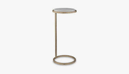Levitate Side Table in White Marble & Aged Gold Finish
