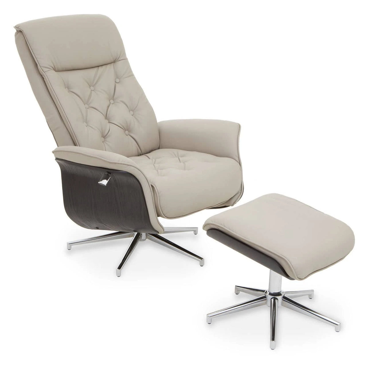 Warrington mink leather effect recliner and matching footstool