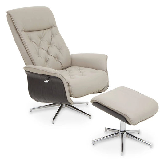 Warrington mink leather effect recliner and matching footstool