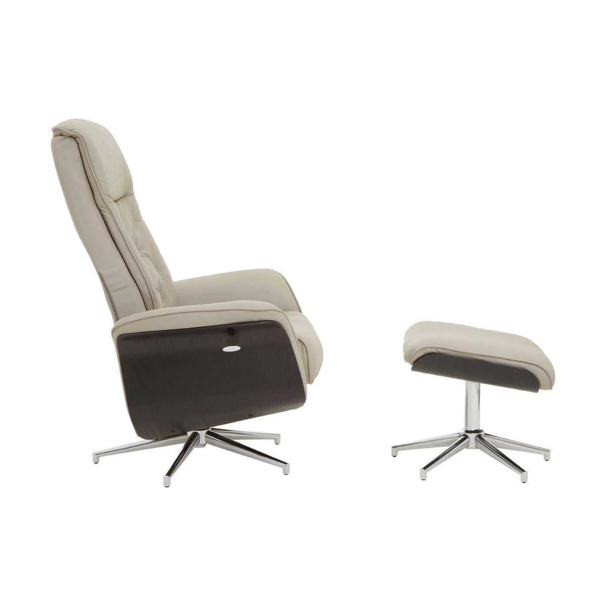 Warrington mink leather effect recliner and matching footstool