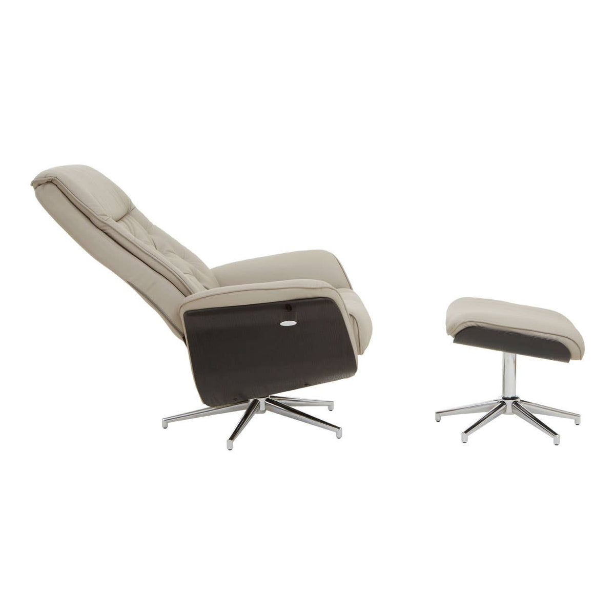 Warrington mink leather effect recliner and matching footstool