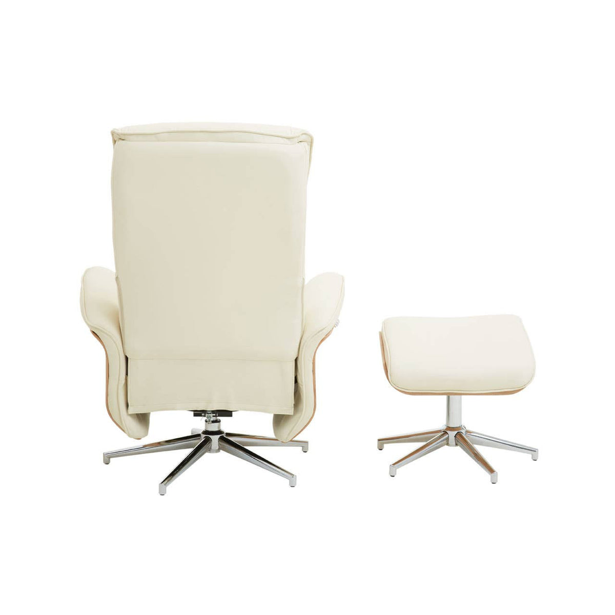 Warrington ivory leather effect recliner and matching footstool