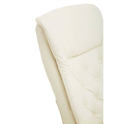 Warrington ivory leather effect recliner and matching footstool