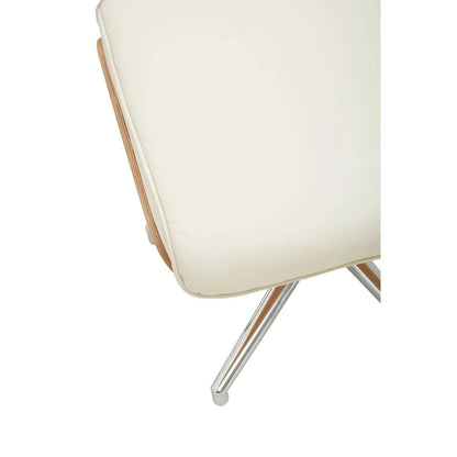 Warrington ivory leather effect recliner and matching footstool